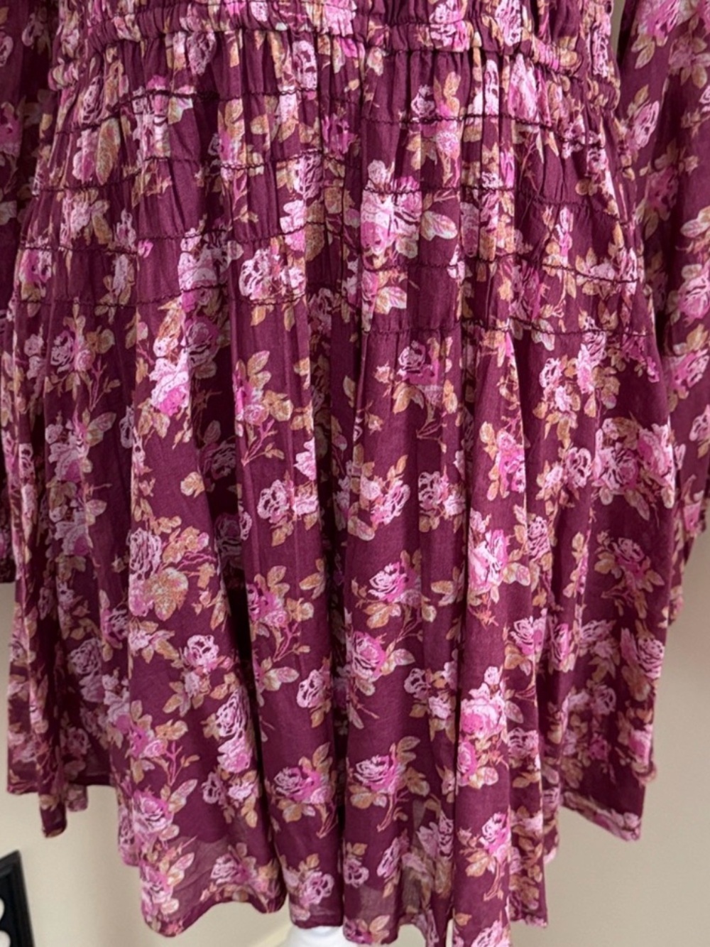 Free People Floral V-Neck Long Sleeve Mini Dress - Picture 9 of 12